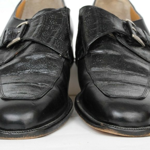Caporicci Black Genuine Crocodile Monk Strap Loafer Shoes Mens 13 Italy Dress main image 11